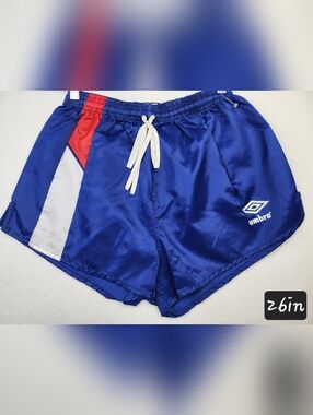 Vintage Umbro Royal Blue Athletic Shorts with Red & White Accents